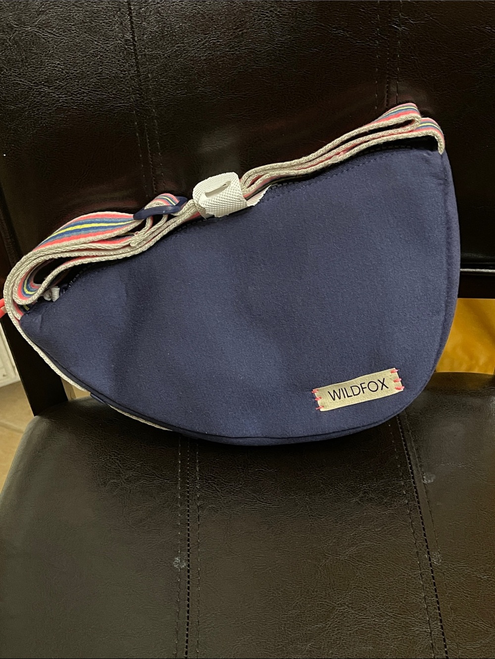 Wildfox Navy Crescent Crossbody with Multicolor Stripe Strap